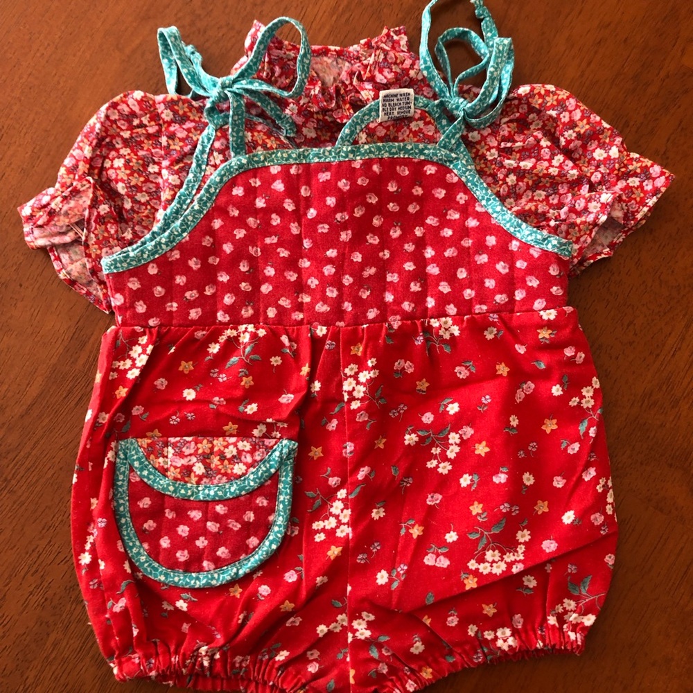 Vintage Ruth Scharf romper and top. 18 months